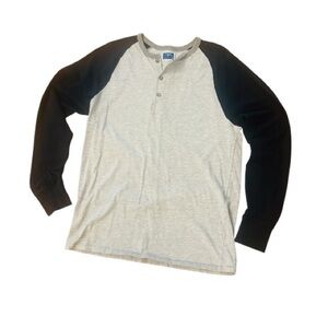 J. Crew Light Gray and Black Raglan Henley